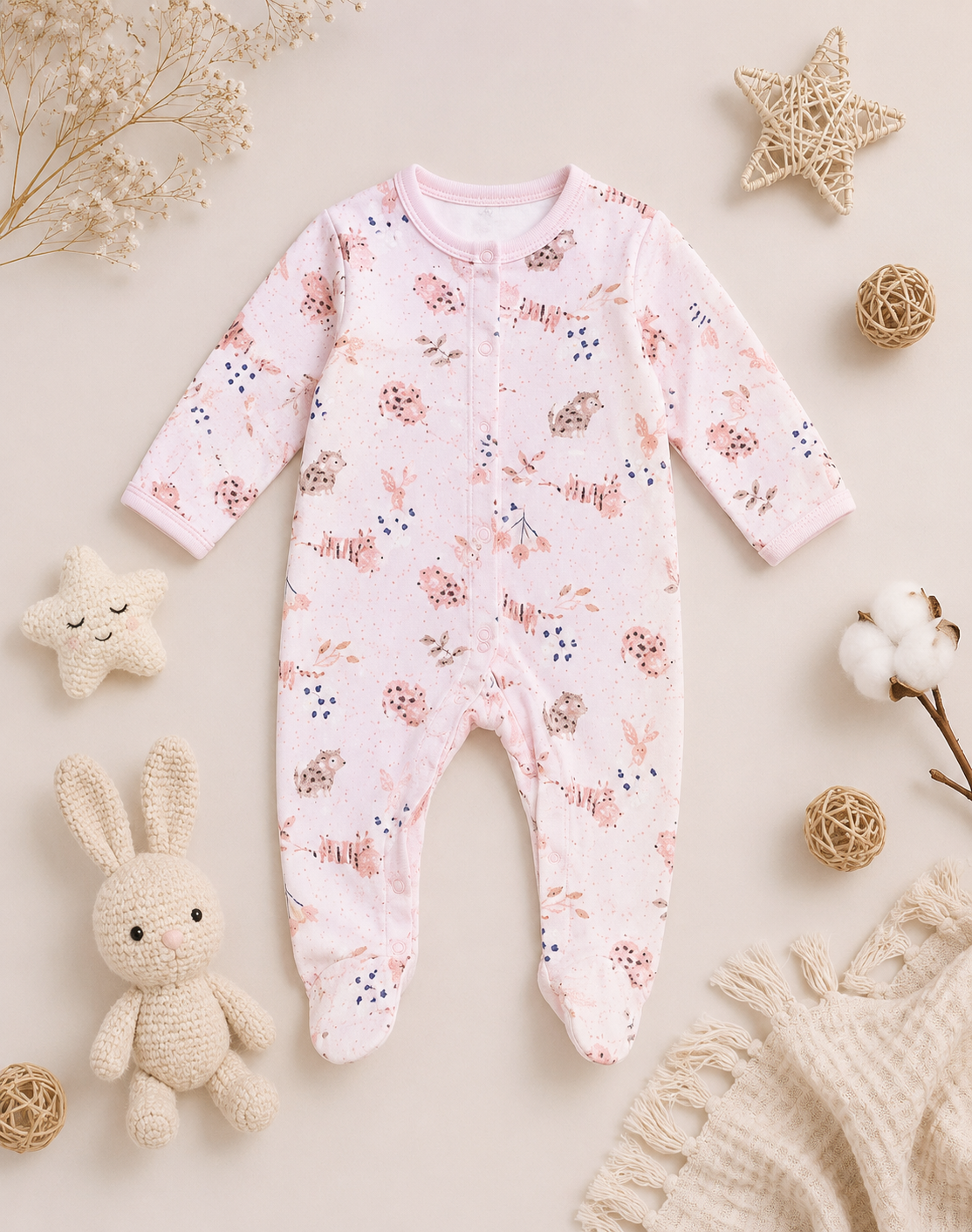 سرهمی جورابدار نوزادی مادرکر Mothercareوارداتی تمام نخنیوبورن و ۱ تا ۳ ماه 👶🧦
